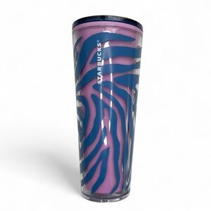 Starbucks Summer 2021 Pink and Blue Zebra Print Venti 24oz Acrylic Tumbler
